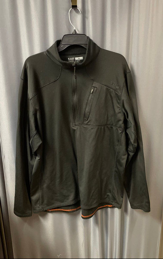 5.11 Tactical Men's Black 1/2 Zip Pullover Mock Neck Chest Pocket Sz XL