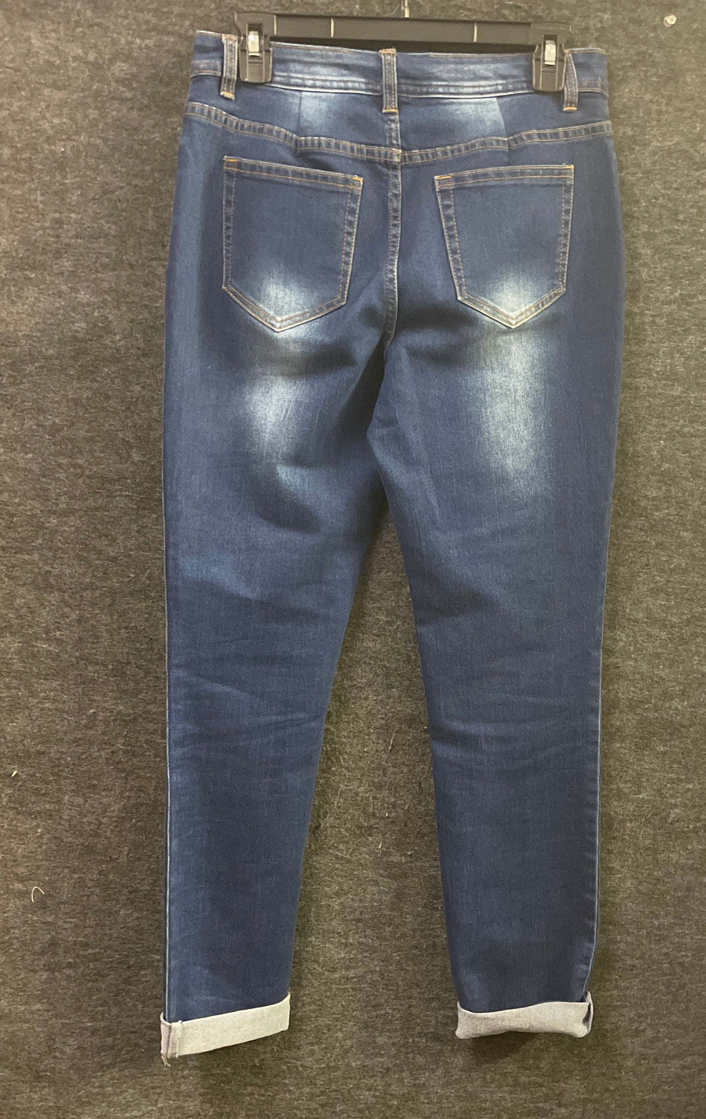 AZI Women's Dark Blue Gold Studded Embellished Skinny Denim Jeans Sz 8
