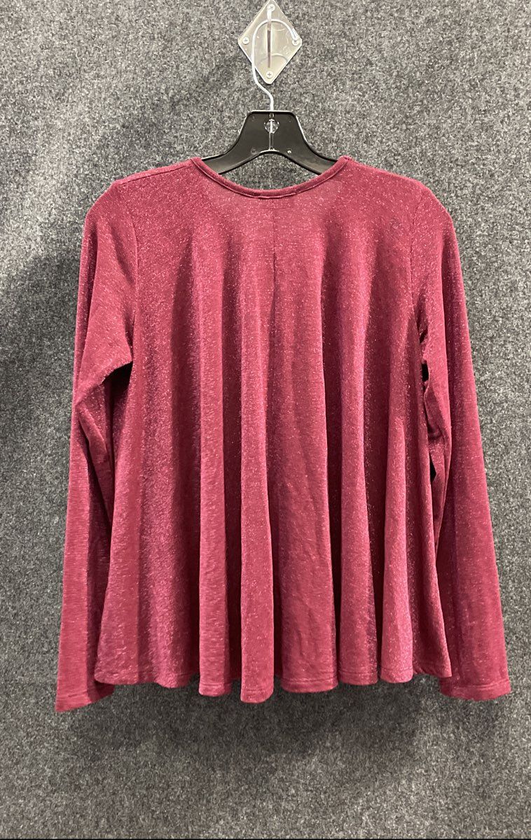 Dixie Women's Red Long Sleeve Flare Swing Top Ribbed Blouse Sz S NWT