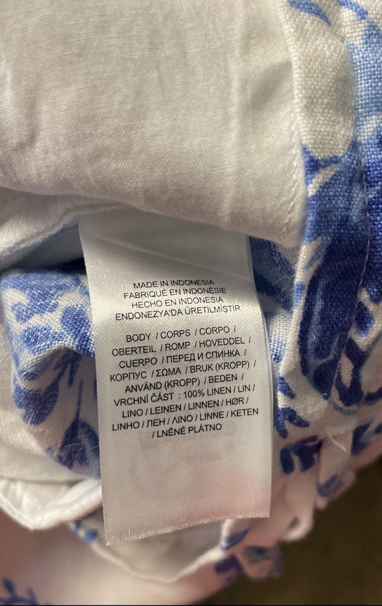 Lauren Ralph Lauren Women's White Blue Paisley Patterned Linen Shorts Sz XL