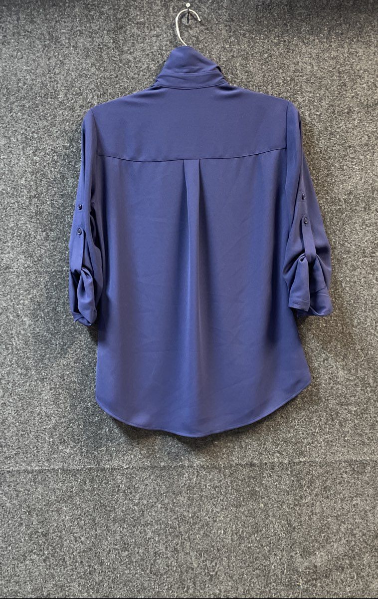 Express Women's Blue Portofino Shirt Roll Tab Sleeve NWT Sz S