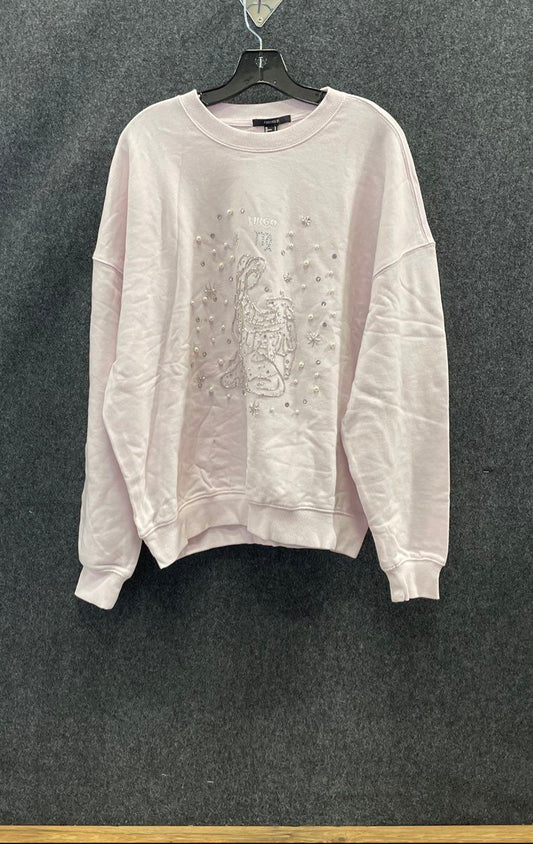 Forever 21 Women's Pink Virgo Zodiac Embellished Pearl Beaded Sweatshirt NWT L