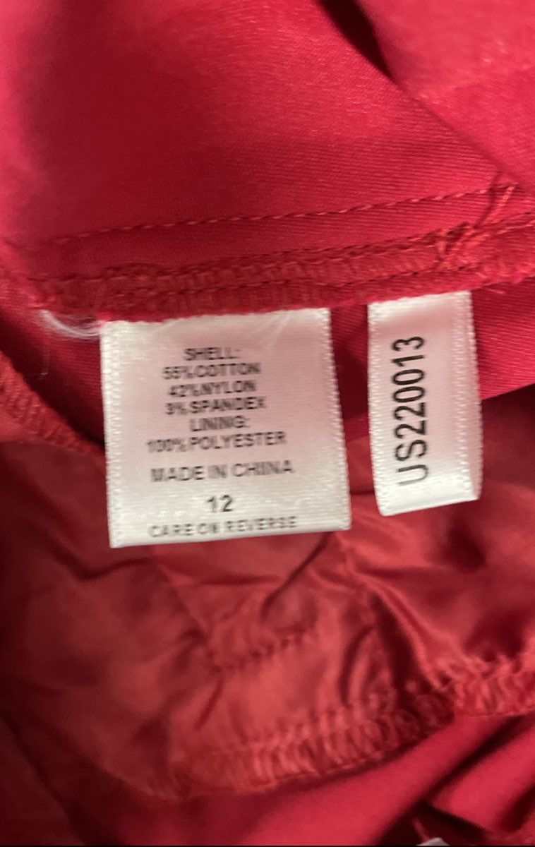 NY&C New York & Company Women's Red Straight Leg Cotton Blend Pants NWT Size 10