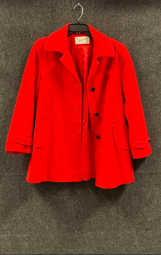 Vintage 70s Fashionbilt Women's Red Wool Coat Peacoat Union Made USA