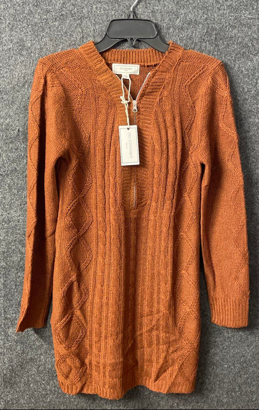 No Comment Women's Sweater Dress Brown NWT Cable Knit Keyhole Sz M