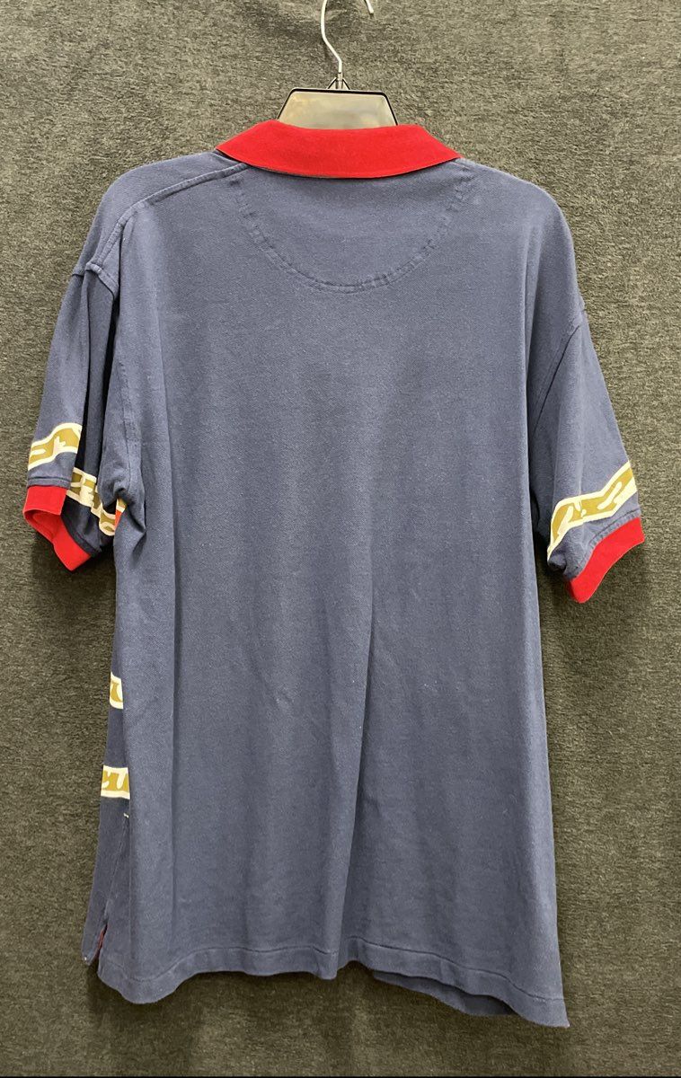 Vintage 90s Oscar de la Renta Men's Navy Abstract Geometric Polo Shirt Sz XL