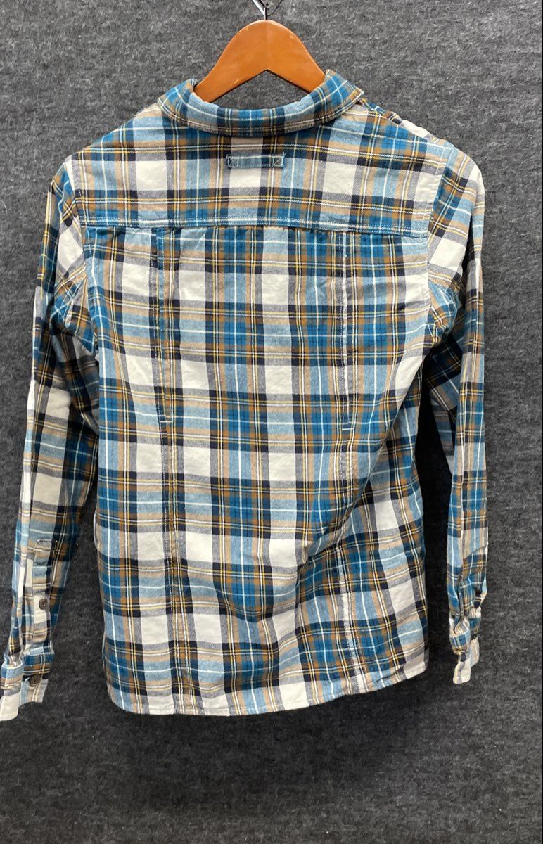 Duluth Trading Co Women's Blue Plaid Flannel Button Up Shirt 100% Cotton Sz XS