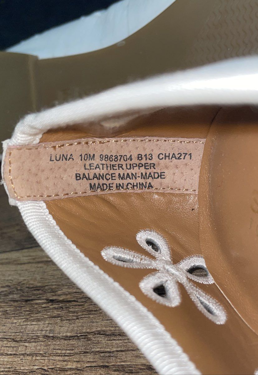 Sperry Top-Sider Luna White Leather Eyelet Ballet Flats Women's Size 10M
