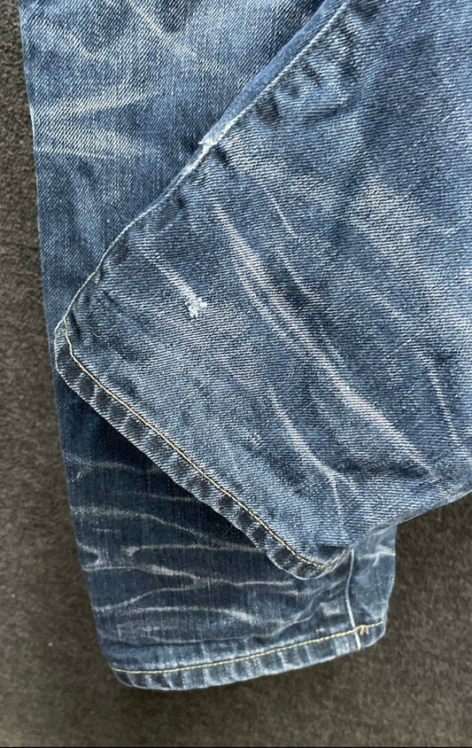 G-Star Raw Men's A-Crotch Tapered Jeans Blue Whiskered Denim Size 31x32