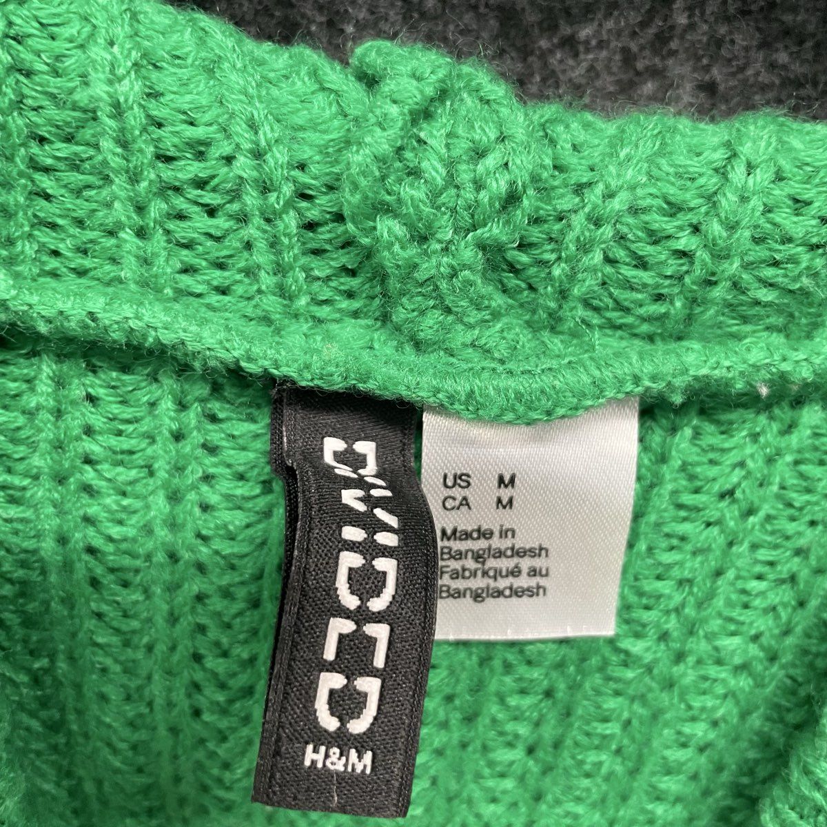 Divided H&M Women's Green Chunky Ribbed Knit Cropped Hooded Sweater Sz M