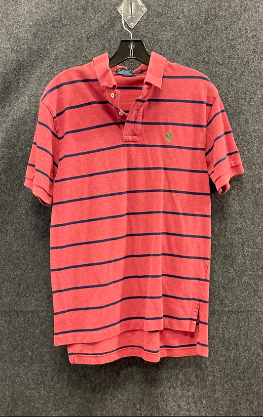Polo Ralph Lauren Men's Red Blue Striped Short Sleeve Cotton Polo Shirt Size M