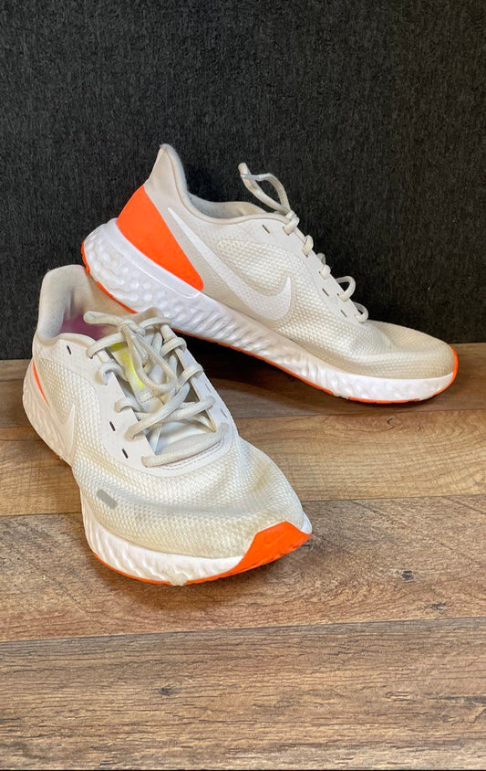 Nike Revolution 5 White Laser Orange Running Shoes Men's Size 10