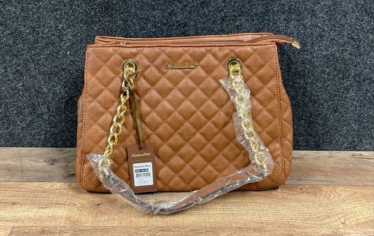 NWT Montana West Brown Quilted Shoulder Bag Tote Gold Chain MWC-040