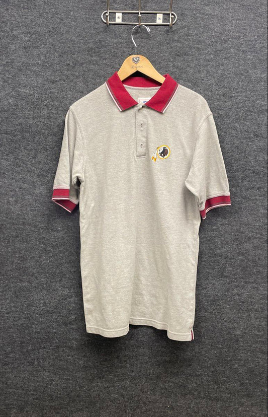 NFL Football Washington Redskins Polo Shirt Short Sleeve Grey Mens Size Medium