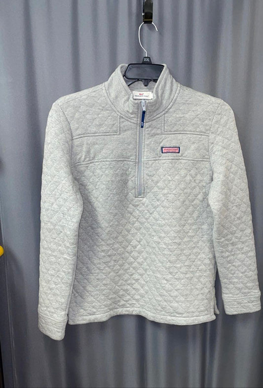 Vineyard Vines Men's Heather Gray Diamond Quilted 1/4 Zip Pullover Sweatshirt L