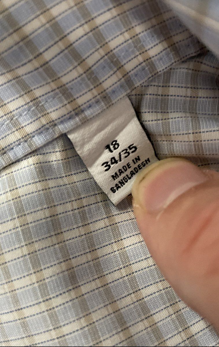 Calvin Klein Men's Light Blue Steel+ Slim Fit Stretch Check Dress Shirt 18 34/35