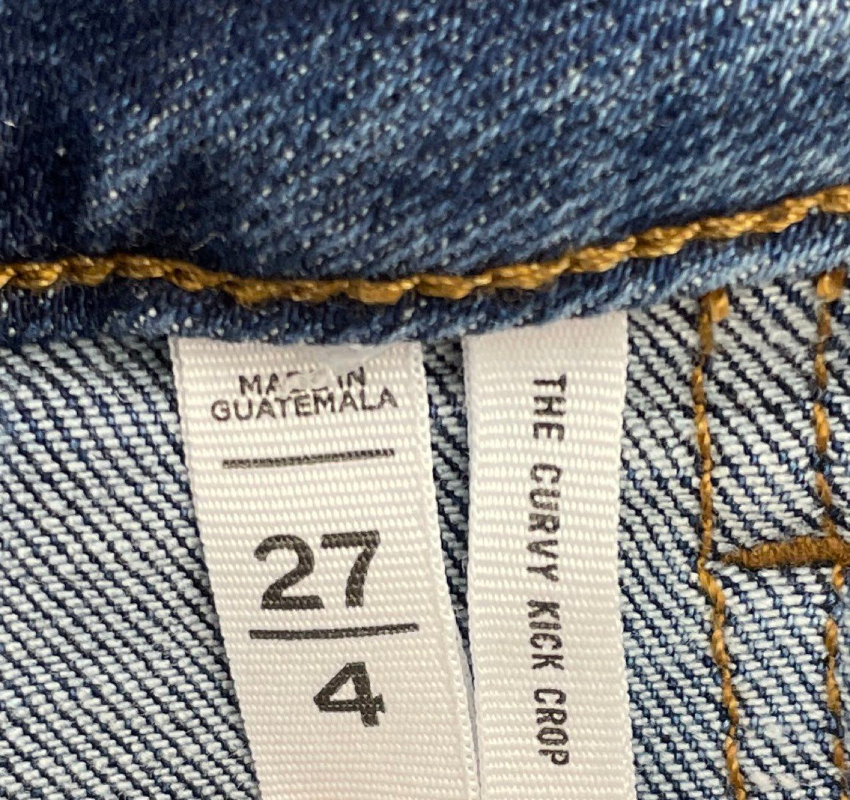 Loft Women's The Curvy Kick Crop Jeans Blue Denim High Rise Patch Pockets Sz 4