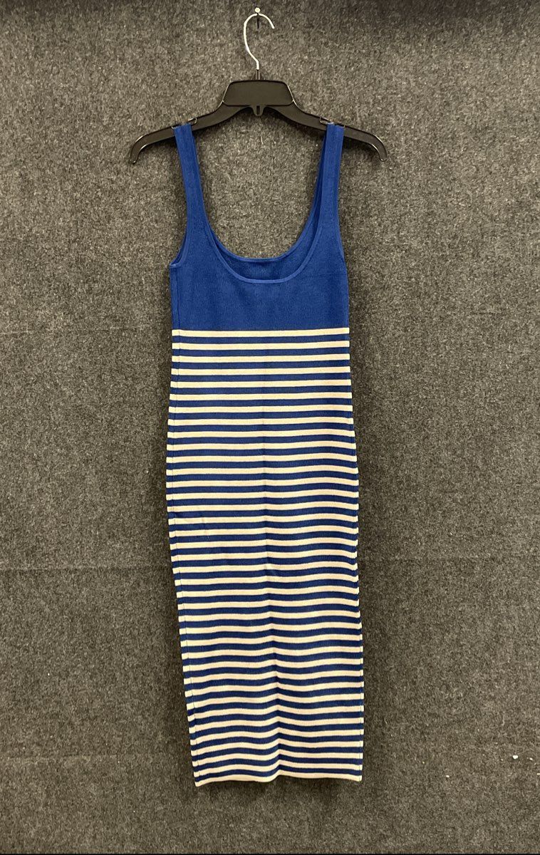 J. Crew Women's Blue White Striped Viscose Knit Midi Sheath Dress Sz XS NWT