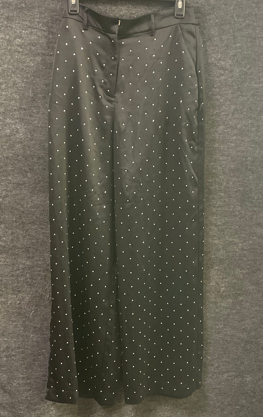 House of Harlow 1960 Women's Black Rhinestone Diamond Embellished Pants Sz M