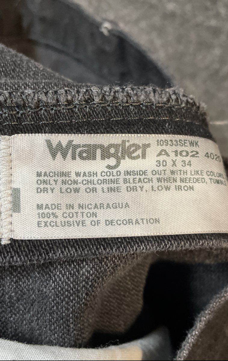 Wrangler Men's Black Denim Jeans 100% Cotton Straight Leg A102 Sz 30x34