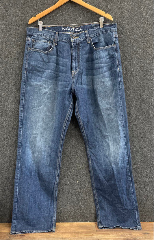 Nautica Men's Blue Relaxed Fit 100% Cotton Denim Jeans Size 38x32