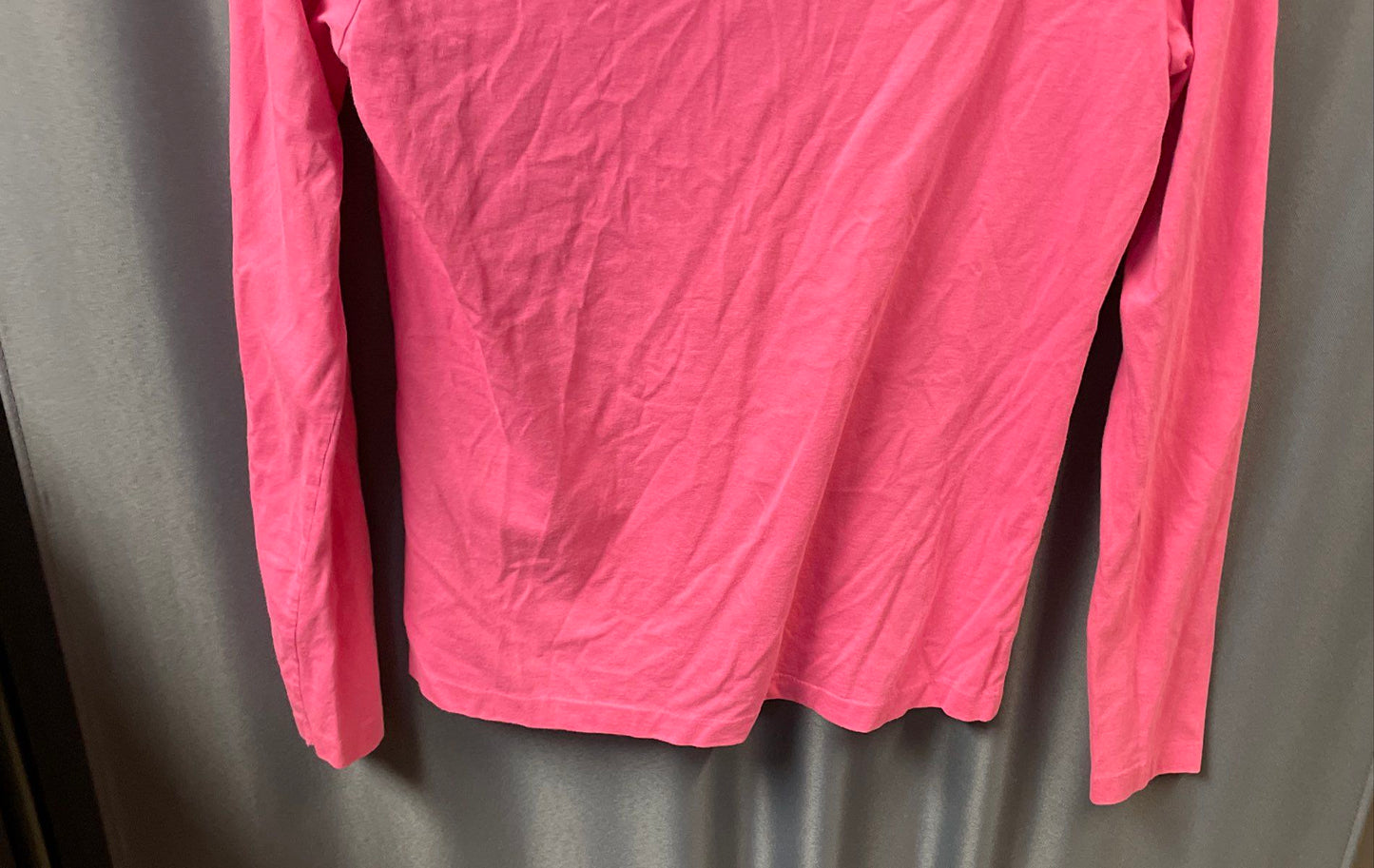 Ralph Lauren Sport Women's Pink V-Neck Long Sleeve T-Shirt Yellow Pony Logo Sz S