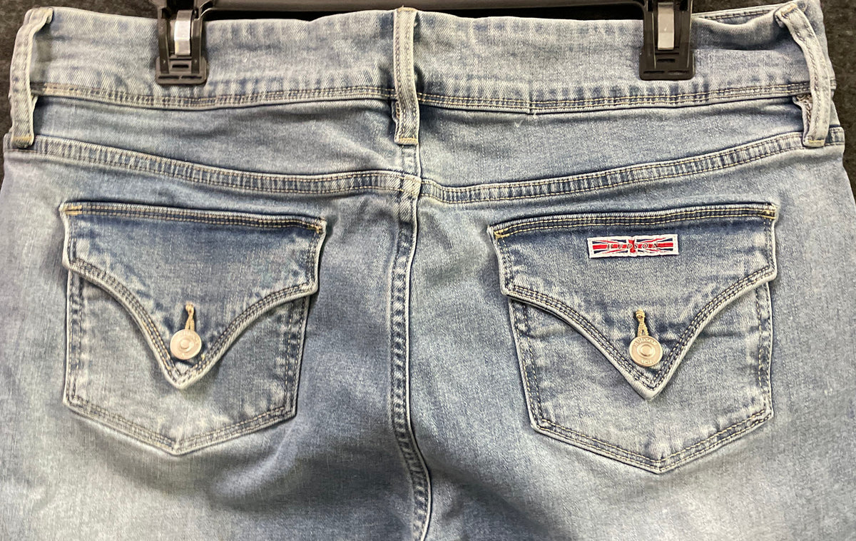 Hudson Women's Light Wash Blue Flap Back Pocket Straight Leg Jeans Size 14