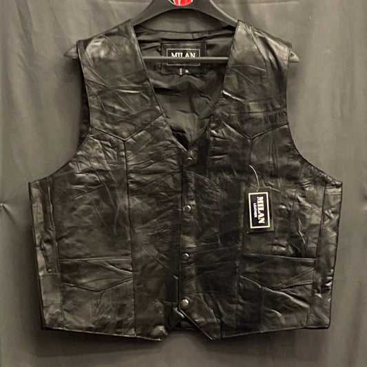 Milan Leather Men's Black Patchwork Vest NWT Sz XL