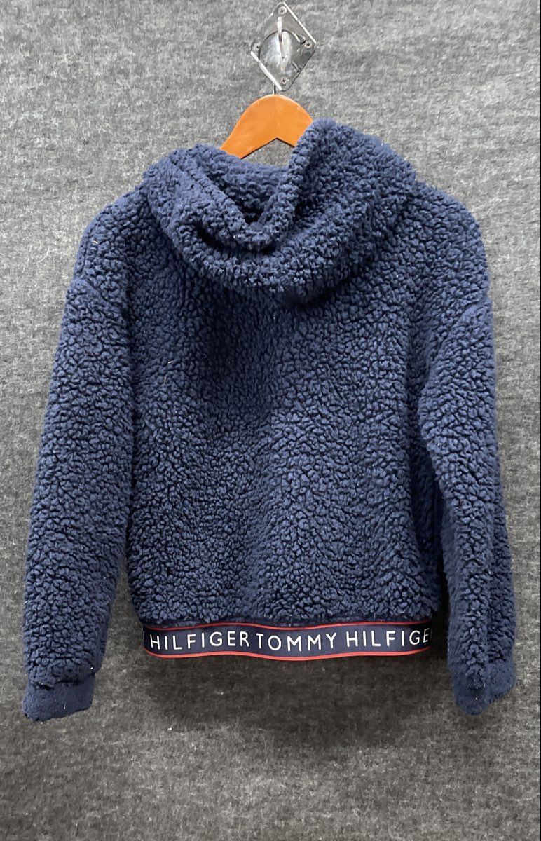 Tommy Hilfiger Girls Navy Blue Sherpa Fleece Full Zip Hoodie Jacket Size 12/14
