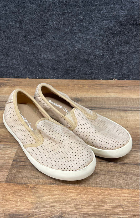 Timberland Newport Bay Perforated Beige Slip On Sneakers Women's Size 8