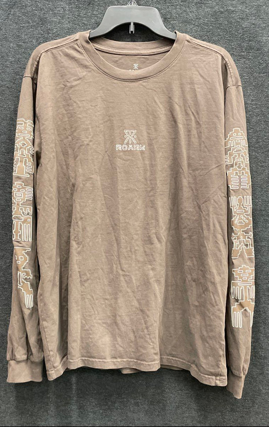 Roark Men's Artifacts Long Sleeve T-Shirt Brown Graphic Premium Tee Sz L