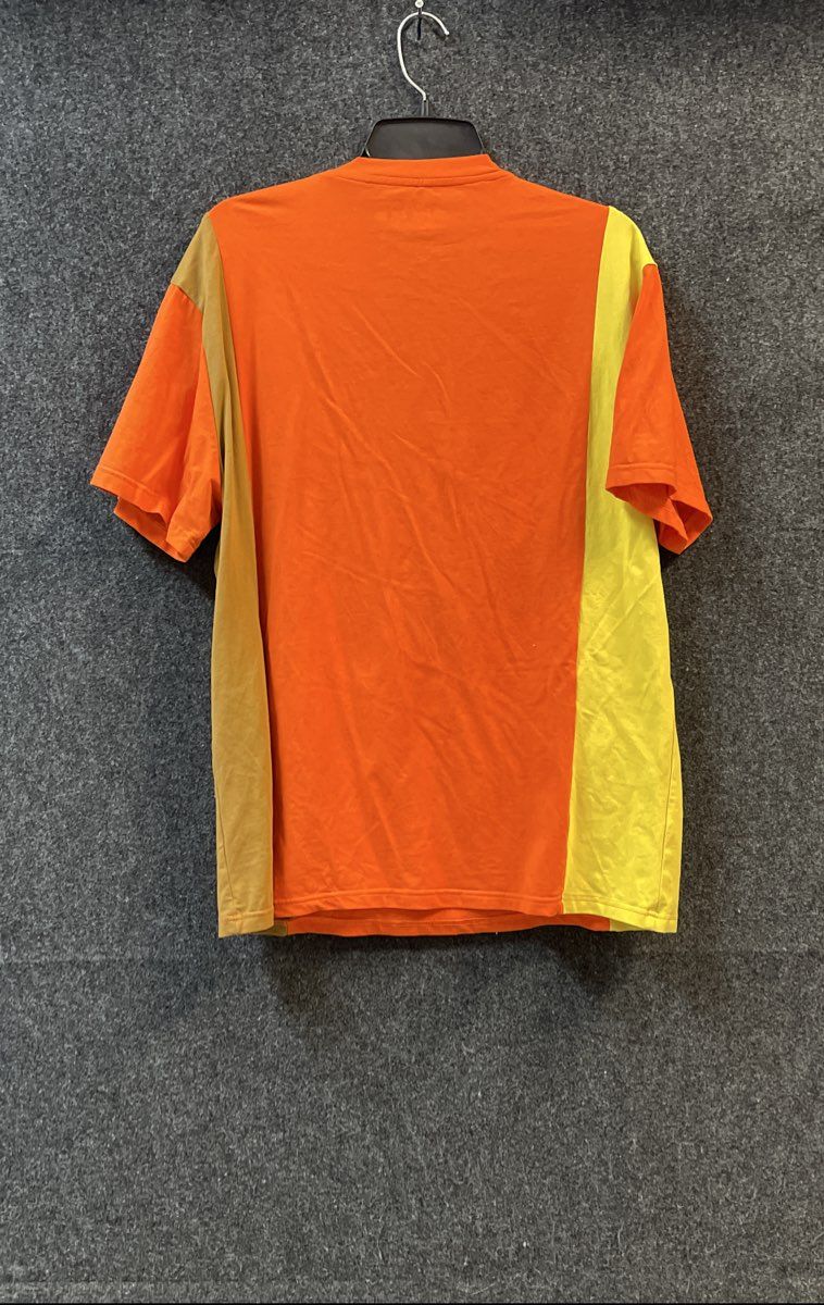 BKYS Men's Orange Colorblock Serious Cream Lion Graphic T-Shirt Sz L