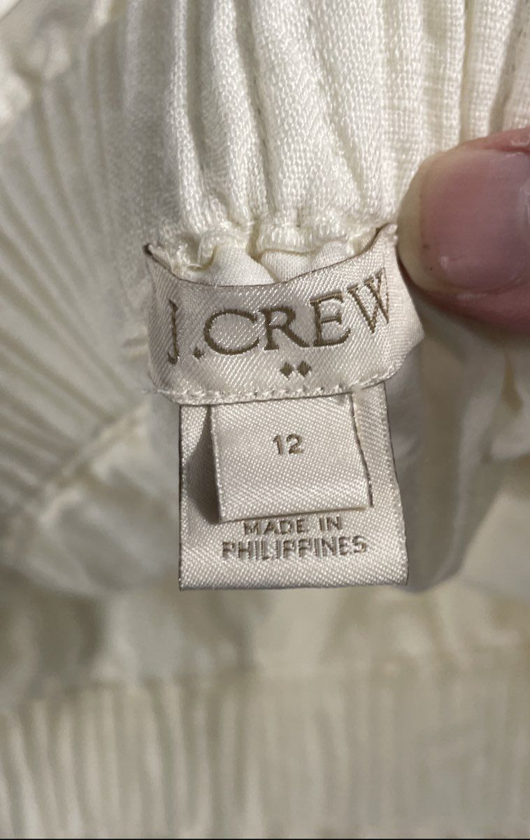 J. Crew Women's White Smocked Waist A-Line Mini Skirt Size 12