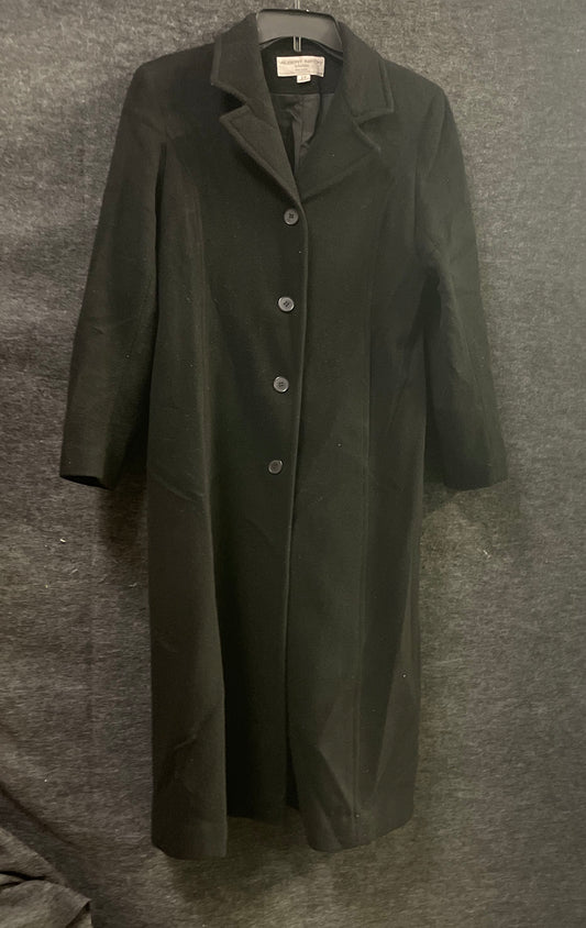 Vintage 90s Albert Nipon Women's Black Single Breasted Long Overcoat Sz 2P