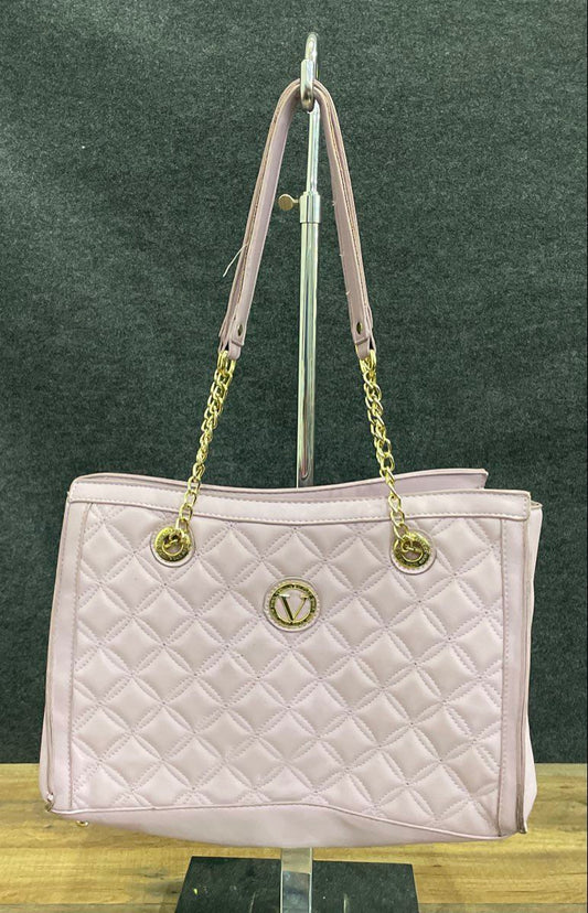 Vera New York Lavender Quilted Tote Bag Gold Tone Hardware Purple Handbag