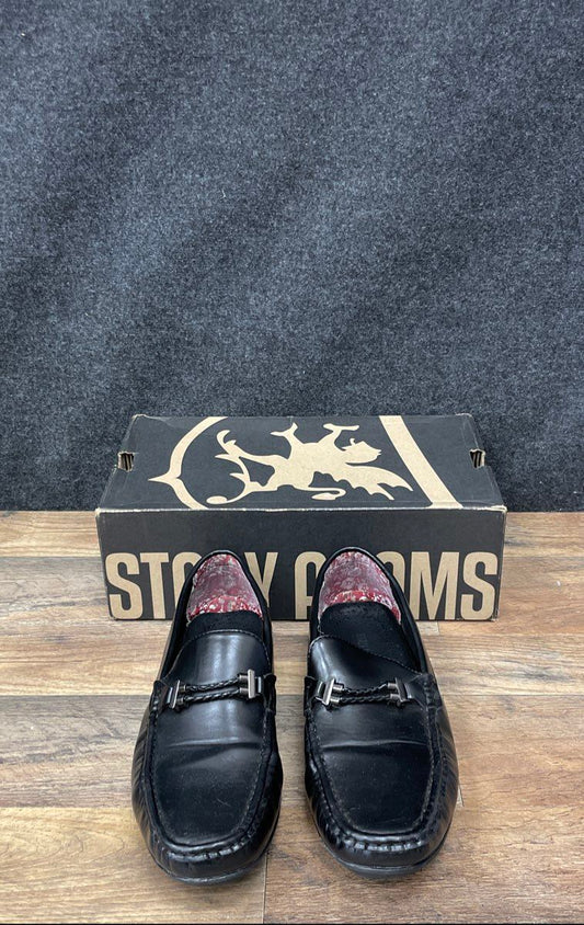 Stacy Adams Percy Black Braided Strap Driver Loafers Men's Size 8