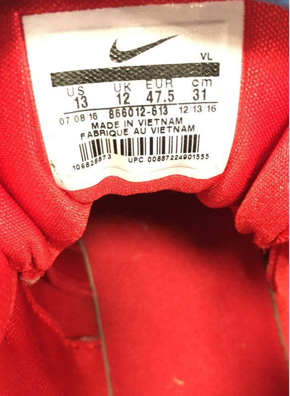 Nike Alpha Menace Elite University Red White Football Cleats Men's Size 13