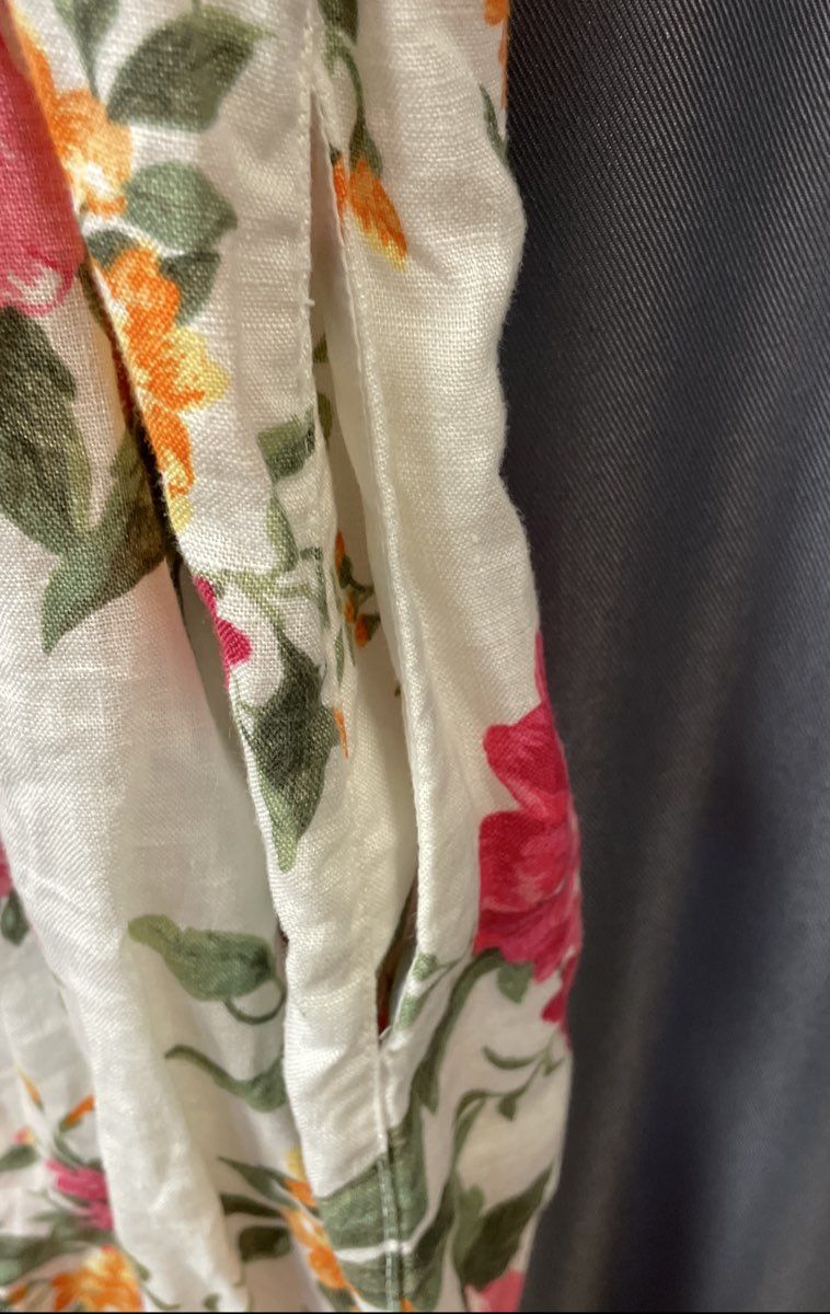 Cynthia Rowley Women's Floral Linen Dress Pockets Adjustable Straps Sz 8
