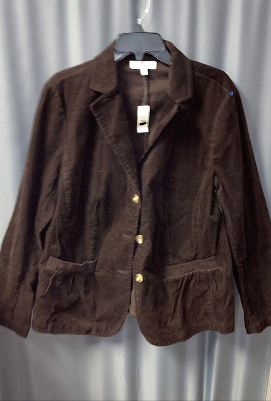 NWT Talbots Women's Brown Corduroy Two Button Blazer Jacket Sz 16W
