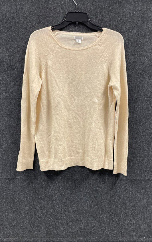 Hannah Women's White Smoke Metallic Shimmer Ramie Cotton Sweater Sz S NWT