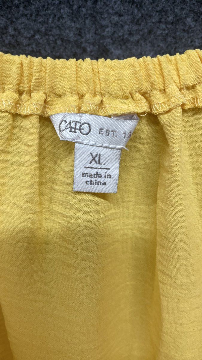 Cato Women's Yellow Textured Tie Front Off Shoulder Blouse Sz XL