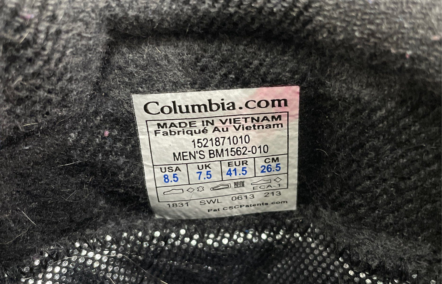 Columbia Bugaboot II Slip-On Black Winter Snow Boots Men's Size 8.5
