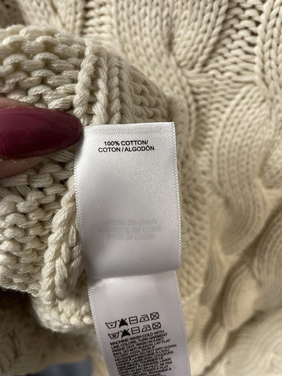 Lucky Brand Women's Cream Cable-Knit Cotton Pullover Sweater XXL NWT