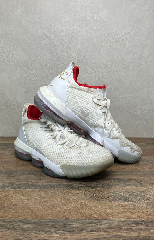 Nike LeBron 16 Low White University Red Basketball Sneakers Size 11.5