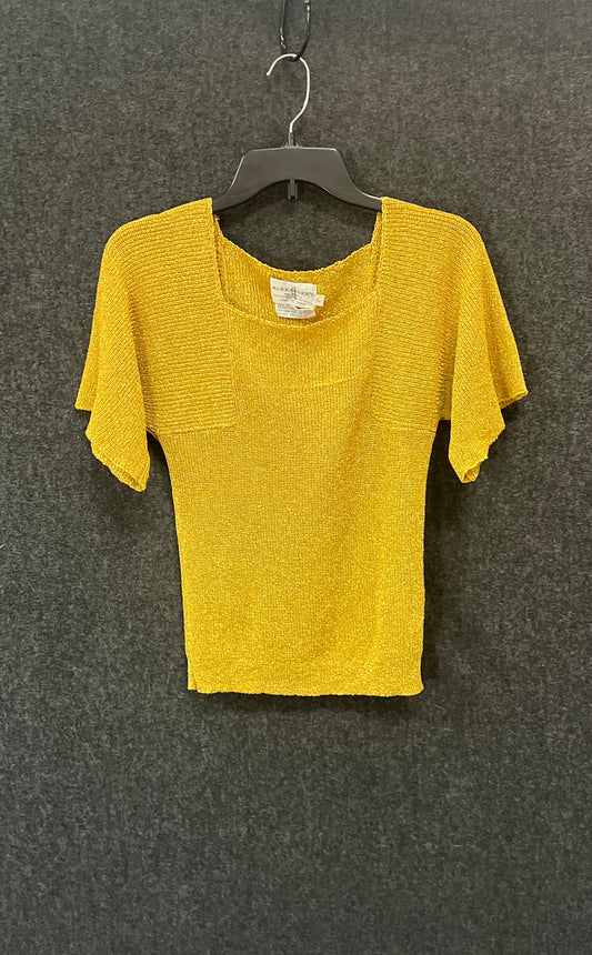 Alexander's Women's Vintage 90s Metallic Gold Knit Square Neck Top Sz L