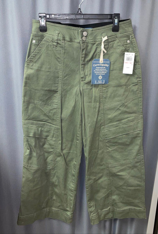 NWT Democracy Women's Absolution Olive Green Utility Crop Pants Size 10