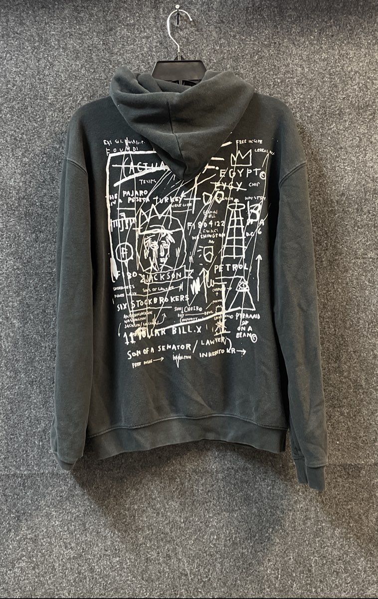 Gap Men's Jean-Michel Basquiat Crown Graphic Pullover Hoodie Gray Sz M