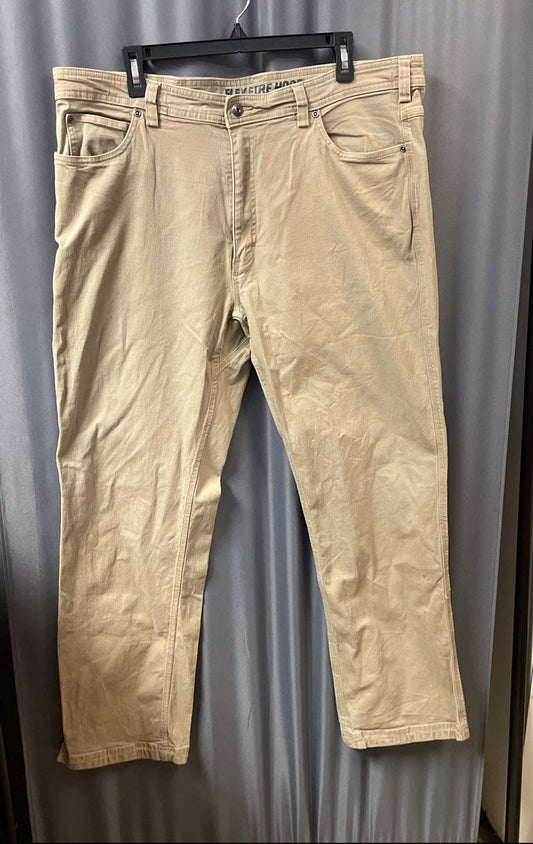 Duluth Trading Men's Flex Fire Hose Pants Beige Work Trousers Sz 40x32