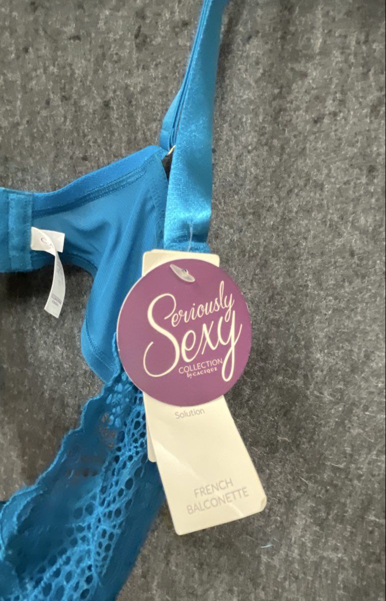 Cacique Women's Seriously Sexy French Balconette Lace Bra Blue Sz 36DDD NWT