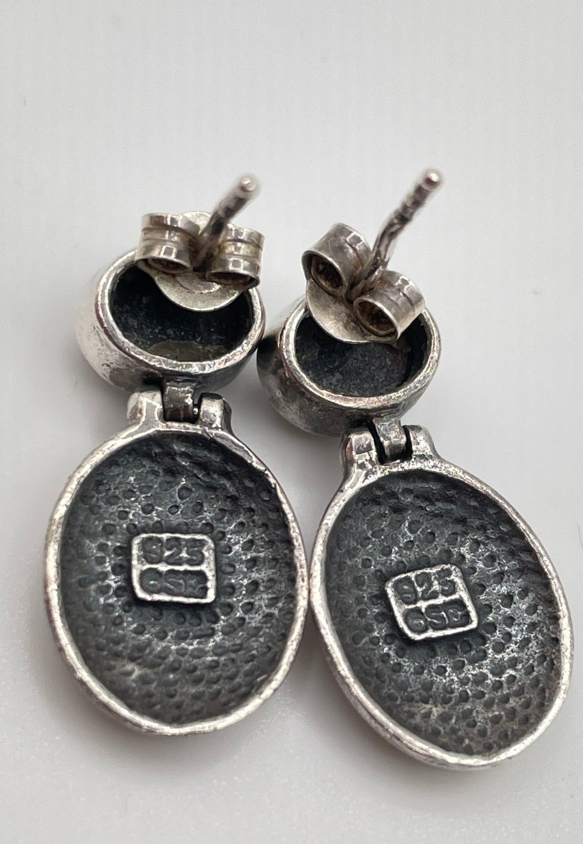 925 Sterling Silver Black Onyx Filigree Drop Earrings 5.4g